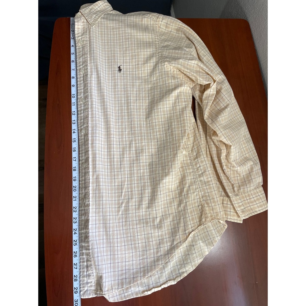 Quiet Luxury Ralph Lauren Plaid Button Down Shirt Tan Cream XL Classic Fit - Picture 9 of 10